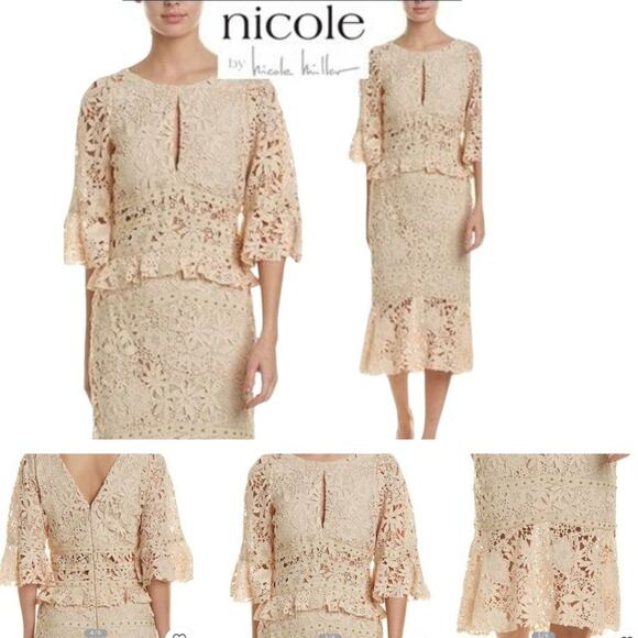 NICOLE MILLER Women's Flutter Sleeve Embroidered Dress Size 0 - Picture 1 of 11